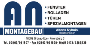 Logo und Kontaktdaten von der Firma AN Montagebau