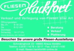 Logo und Kontaktdaten von der Firma Fliesen Hackfort