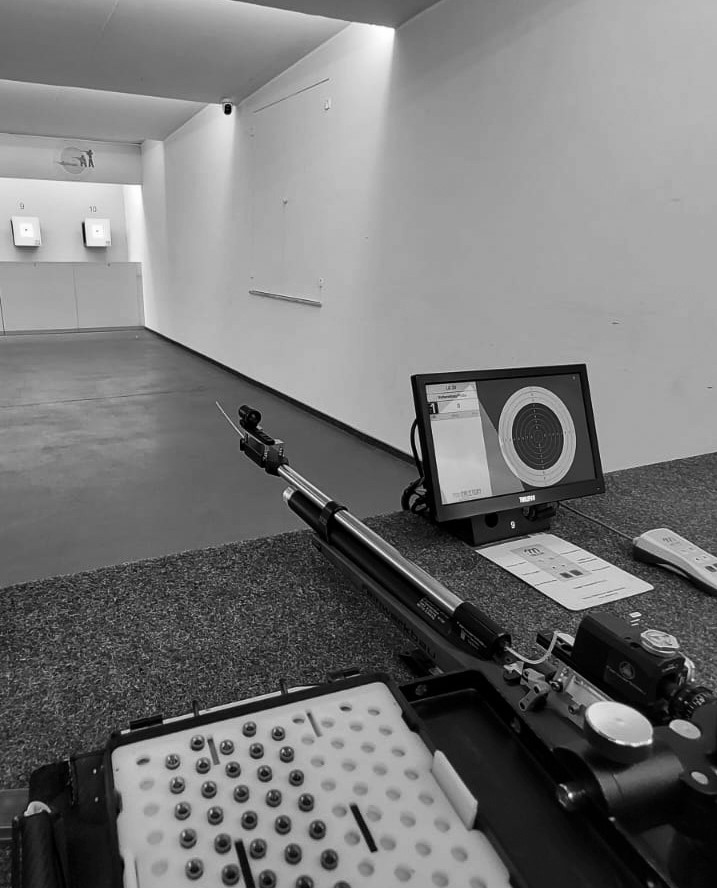 Gewähr auf dem Tisch mit Fokus auf Zielscheiben